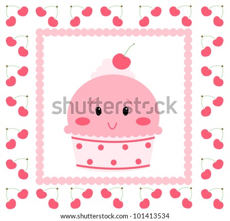 cute cherry icecream character