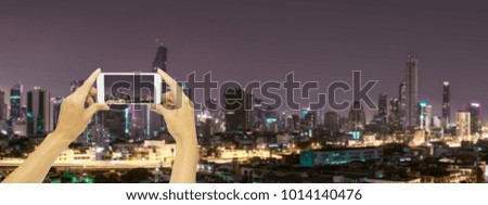 Take photo at Bangkok building at night time