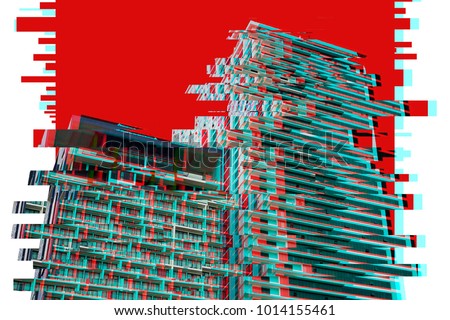texture of modern skyscrapers in trendy Glitch effect 
