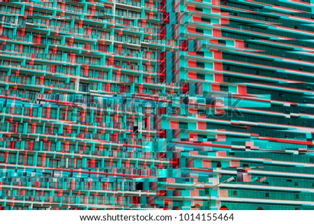 texture of modern skyscrapers in trendy Glitch effect 