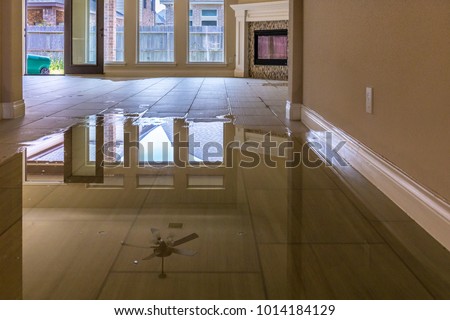 Family house in Houston suburb flooded from Hurricane Harvey 2017 Royalty-Free Stock Photo #1014184129