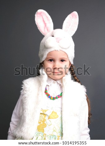 little girl in  Easter bunny costume at studio 
