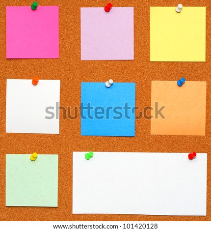 Bulletin board. Color pins with color papers