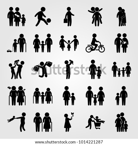 Humans vector icon set. old woman, mother, businessman and couple Royalty-Free Stock Photo #1014221287