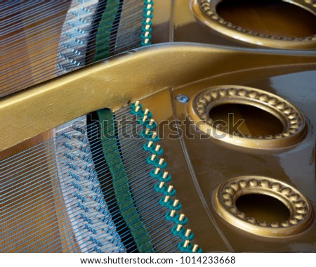 abstract look into the inside of a bechstein grand piano