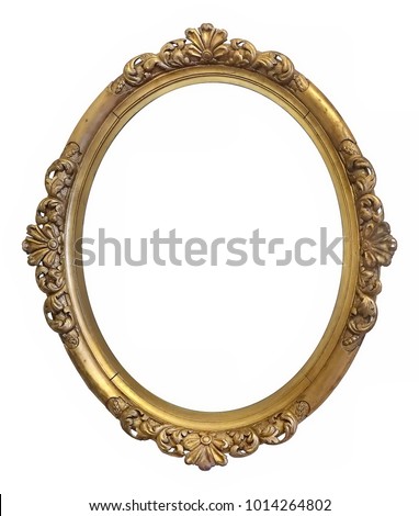 Oval golden frame for paintings, mirrors or photos