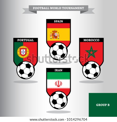Vector illustration of national flag for soccer or football russian tournament championship, group B
