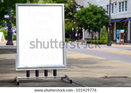 Blank Sign on a city sidewalk
