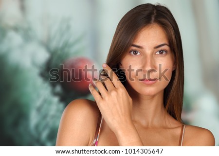 Closeup portrait of young woman casual portrait 