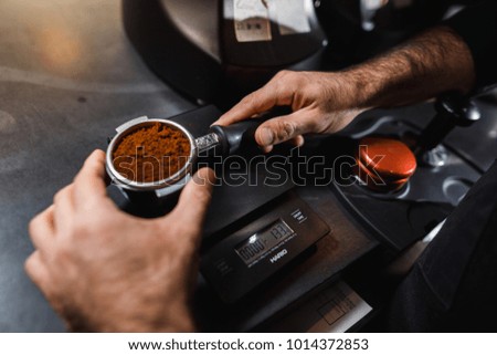 Making a espresso and cappuccino.