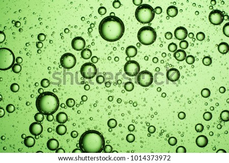 light green oil bubbles on the water