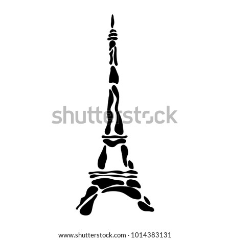 Abstract black Eiffel Tower silhouette drawn with bubbles on a white background  - Eps10 vector graphics and illustration