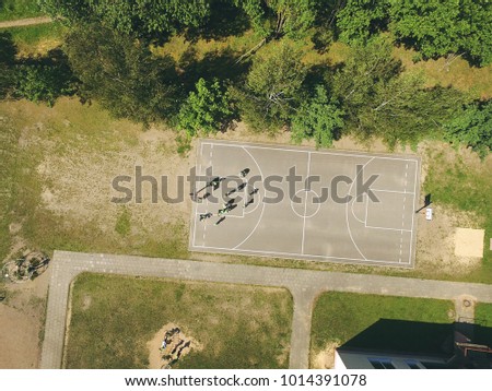 Summer sports camp aerial photo - Basketball court drone photo