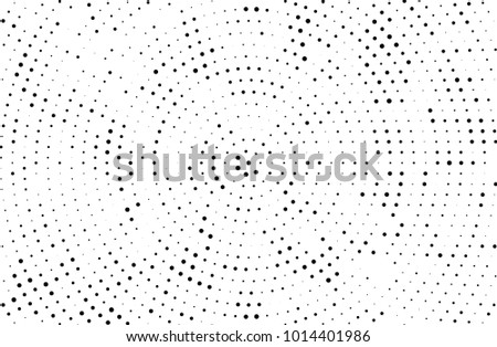 Abstract futuristic halftone pattern. Comic background. Dotted backdrop with circles, dots, small large scale. Design element for web banners, posters, cards, wallpapers, sites. Black and white color
