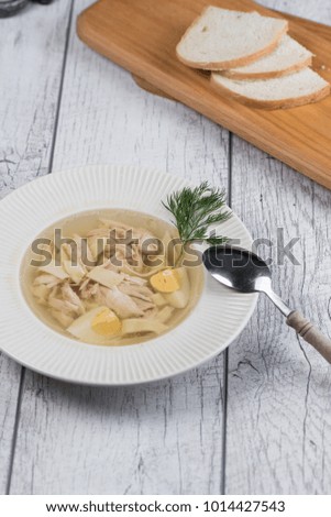 chicken soup top view 