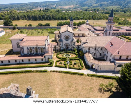 Aerial view of the Certosa di Serra San Bruno, Certosino monastery, Vibo Valentia, Calabria, Italy