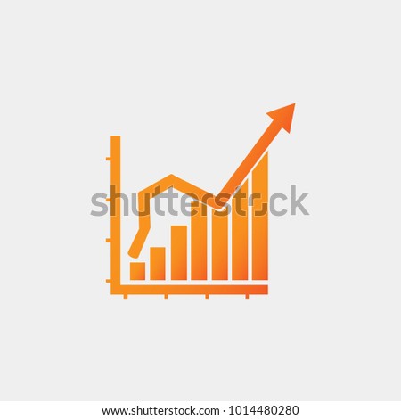 increase icon, vector illustration. orhange growth graph vector icon