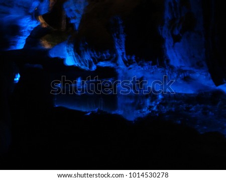 Ruby Falls Neon Blue Abstract Water Reflection