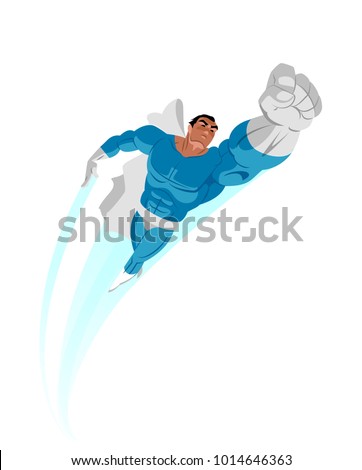 Superman Poster. Superhero flying up. Isolated. Vector illustration