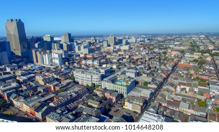 NEW ORLEANS, LA - FEBRUARY 2016: Aerial city view. New Orleans attracts 15 million people every year.