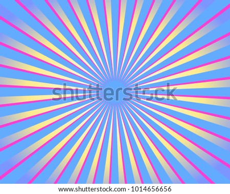Abstract colorful rays background, blue, magenta and yellow colored burst, Radial rainbow colors, Design element