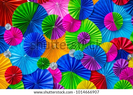 Art and craft concept, Colorful circle shape paper, Multicolor Origami, Colorful Paper Flowers Background