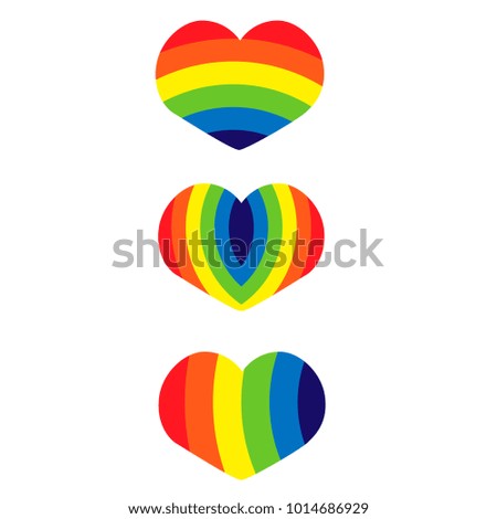colorful rainbow hearts - symbol for homosexual love