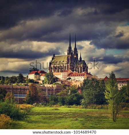 Brno city. Czech Republic- Europe. Petrov - St. Peters and Paul church. HDR - photo.