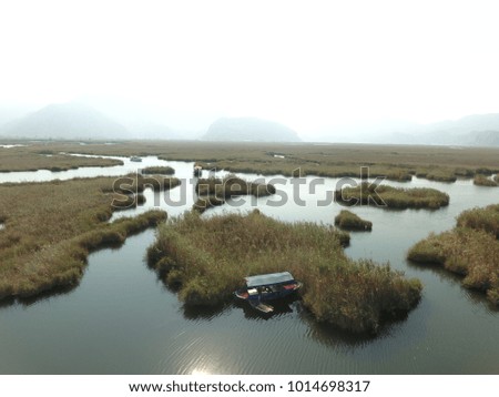 Drone photo of part of Dalyan Delta