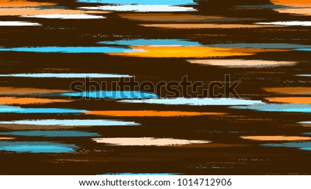 Fabric Texture with Grunge Strokes and Stripes. Hand Painted Fashion Seamless Pattern. Paint Watercolor Style Stripes. Cloth, Linen, Textile Print Design Background.