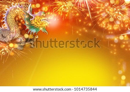 Chinese New Year.New Era,Auspicious chinese,wealth,Chinese New Year Celebration.Dragon on red background