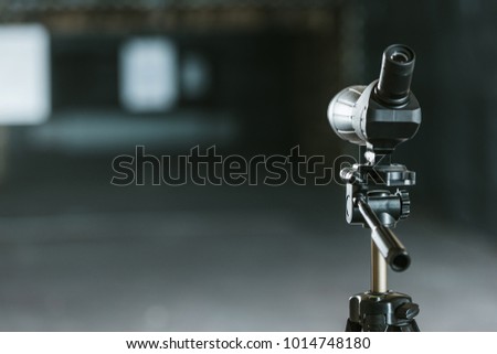 one binoculars in empty shooting range