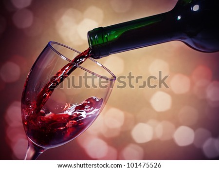 Red Wine glass and Bottle