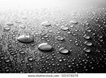 drops of water-repellent surface in black & white Royalty-Free Stock Photo #101476078