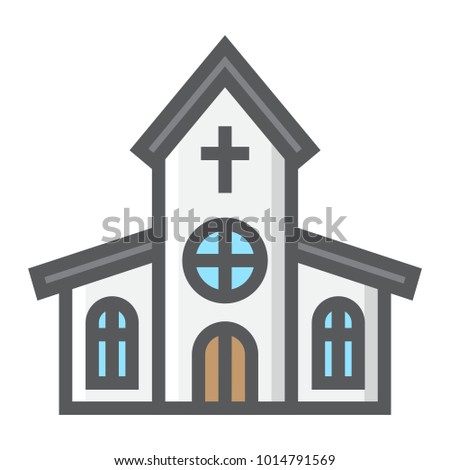 Church filled outline icon, easter and holiday, building sign vector graphics, a colorful line pattern on a white background, eps 10.