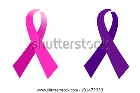 Pink ribbon set isolated on white
