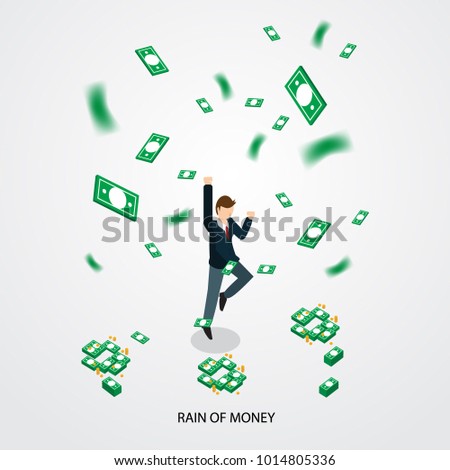 businessman happy with money rain