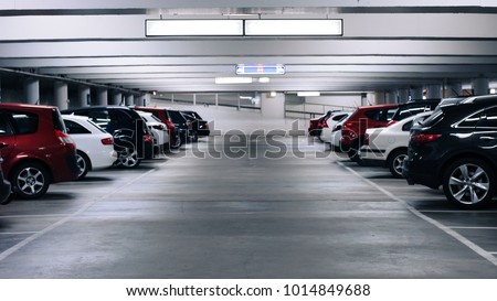 parking cars without people Royalty-Free Stock Photo #1014849688
