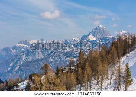 postcard view. magic winter landscape Monte Lussari, Italy