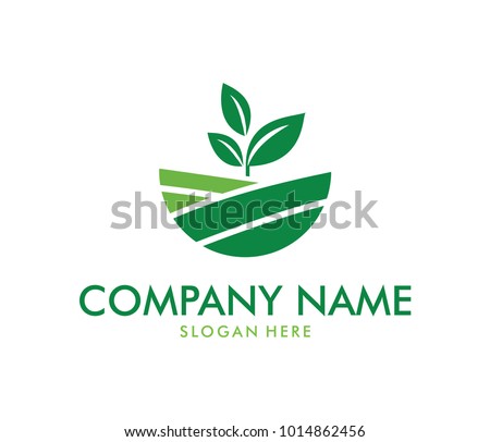 vector logo design perfectly suitable for agriculture, agronomy, wheat farm, rural country farming field, natural harvest, farmer association and more Royalty-Free Stock Photo #1014862456