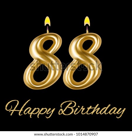 Happy birthday, eighty eight year. For decoration party, celebrations. Realistic style isolated on black background. 3d. Stock - Vector illustration for your design and business