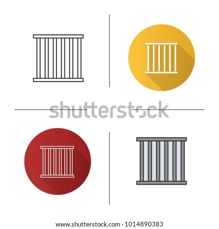 Prison bars icon. Flat design, linear and color styles. Animal cage. Jail. Isolated vector illustrations