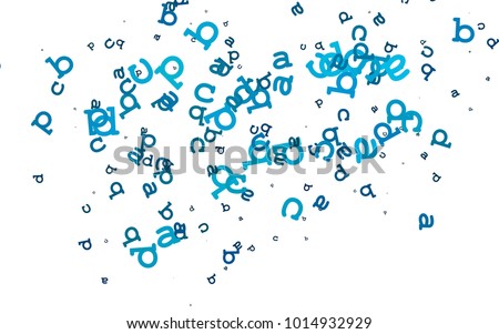 Light BLUE vector texture with ABC characters. Colored alphabet signs with gradient on white background. The pattern can be used as ads, poster, banner for books.