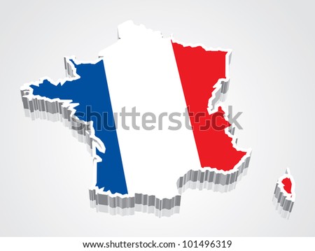 3D vector flag map of France