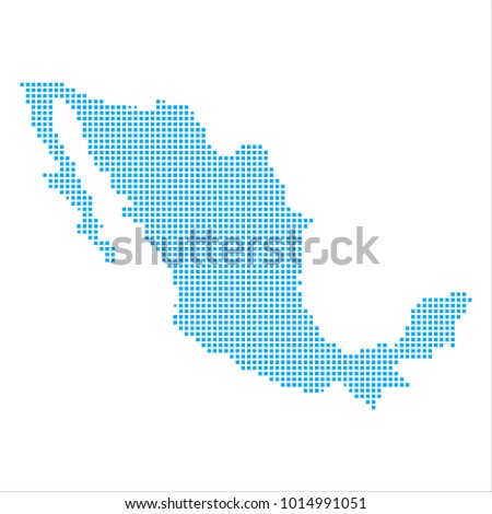 Pixel mosaic blue dot map on white background of map of Mexico symbol for your web site design map logo, app, ui, Travel vector eps10, concept Illustration.