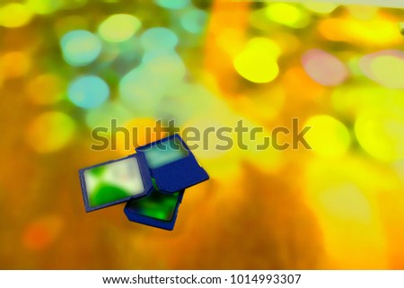 USB flash drive on a color background. Side view, digital information,