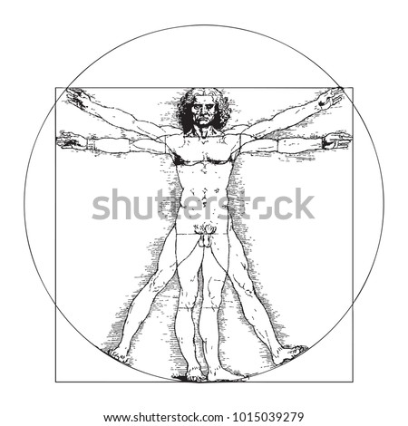 Vitruvian Man by Leonardo Da Vinci - vector illustration Royalty-Free Stock Photo #1015039279