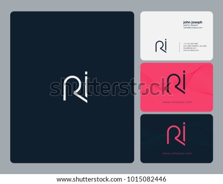 Letters R I, R & I joint logo icon with business card vector template.
