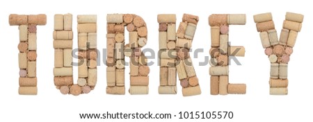 Turkey made from wine corks Isolated on white background
