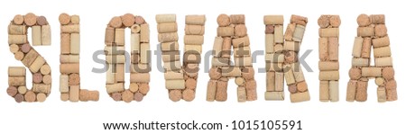 Slovakia  made from wine corks Isolated on white background
